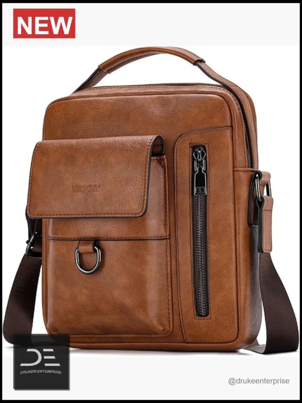 Vegan Leather Messenger Bag Satchel Crossbody Handbag Shoulder Sling Travel Bag